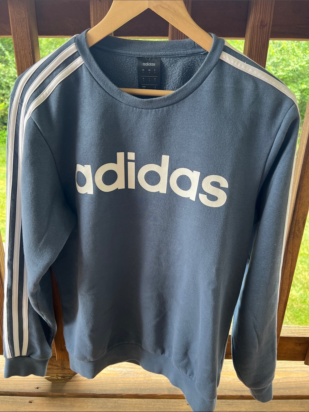 adidas Navy Crewneck Sweatshirt with White Logo and Stripes